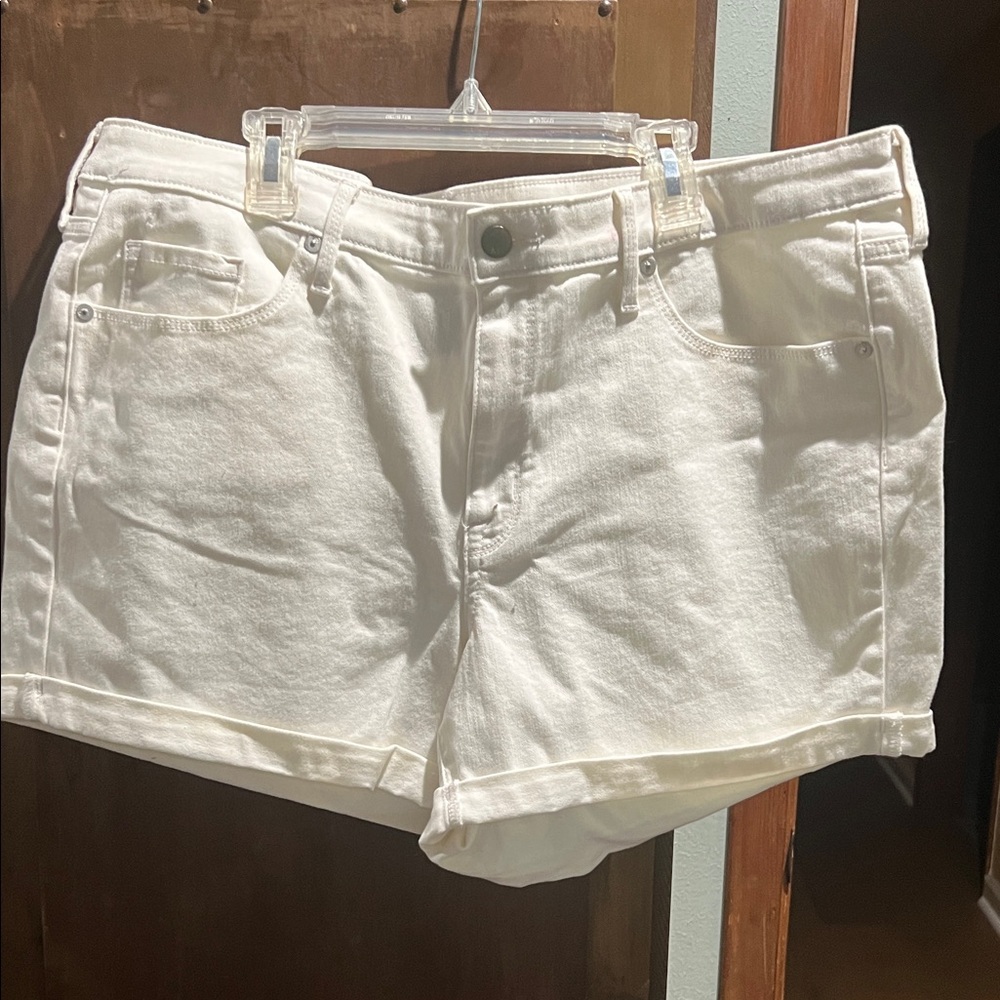 Mossimo Supply Co White Jean Shorts Mid-Length Denim